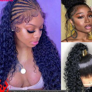 360 Lace Frontal Curly Human Hair Wigs 13X6 HD Lace Front Wig Water Wave Pre Plu